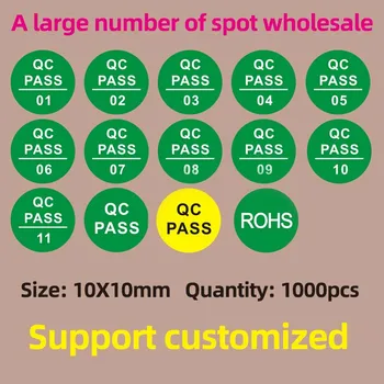 1000pcs kohapeal QC MÖÖDUNUD silt QCPASS kvaliteedi kontroll isekleepuvad kaubamärk pass kleebis toodete kontroll kvalifitseeritud