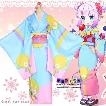 KannaKamui Cos Mees Naine Halloween Anime Cosplay Kobayashi-san Chi nr Neiu Peace Dragon Jaapani kimono Cosplay Kostüüm