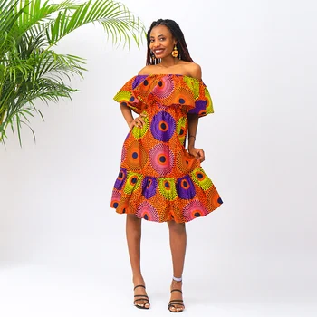 Aafrika Kleidid Naistele, Seksikas Maha Õla Kleit Ankara Printida Kõrge Kvaliteediga Suvel Rannas Kleit Traditsiooniliste Aafrika Riided