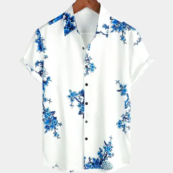 Vintage Hiina Stiilis Luksus Havai Särgid Meestele on Suvel Lühikese Varrukaga Särgid, Meeste Vabaaja Print Särk Suvel Streetwear