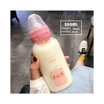Siga Klaas Vett Pudeli Lutt Õled Cup Sobiv Täiskasvanud Lapsed Piima Klaasist Pudel Beebi Söötmine Pudel Lapse Kingitus