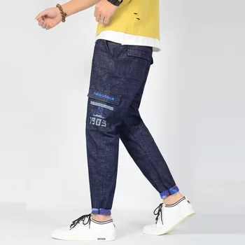 Uus Meeste Püksid Suurus Venitada Puuvill Teksad Meestele Hip-Hop Kottis Teksad sinised Haaremi Teksad Kokkutõmmatud Püksid 1