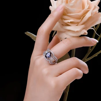 JewelryPalace Infinity 2.5 ct Ovaalne Loodud Sapphire 925 Sterling Hõbe Solitaire kihlasormus Naine Pulm Bänd Kuld 2