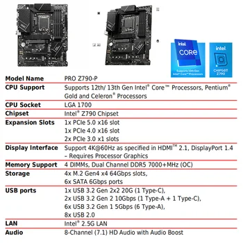 MSI PRO Z790-P DDR5 Intel Z790 Emaplaadi i5 13600K Combo PROTSESSOR i5 13600K Processor Kit lga1700 Intel 13. gen i5 13600K ATX Uus 4