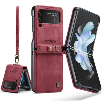 Äri kaelapaela kinnitamine Disain Nahast Kate Case for Samsung Galaxy Z Flip4 Flip 4 5G Zflip4 Non-Slip Mugav Telefoni Kott 5