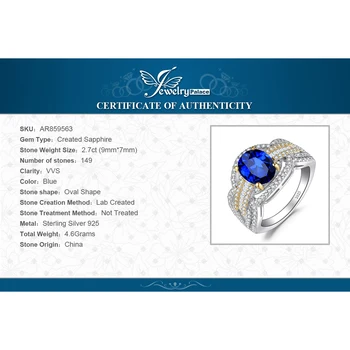 JewelryPalace Infinity 2.5 ct Ovaalne Loodud Sapphire 925 Sterling Hõbe Solitaire kihlasormus Naine Pulm Bänd Kuld 5