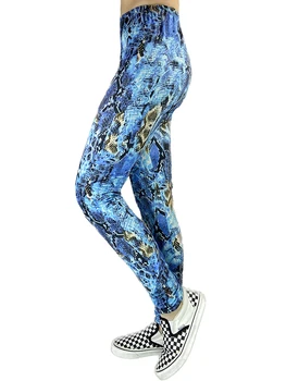 INDJXND Jagada Trükitud Naiste Sinine Leopard Säärised Õhuke Stretch Püksid Kõrge Vöökoht Treening Jooga Fitness Pükste Naiste Rõivad 5