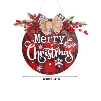 Häid Jõule Puit Märk Väljas Jõulud Teretulnud Välisuks Märk Jõulud Seppele Ruuduline Lips Ees Ukse Decor 5