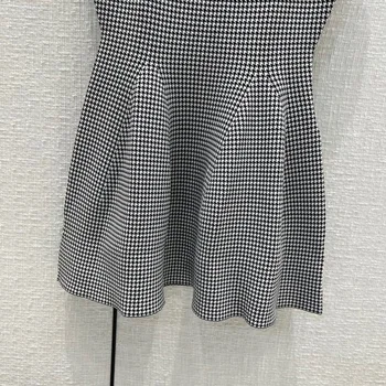 Naiste Ruuduline Kootud Mini Kleit High-end Vintage 