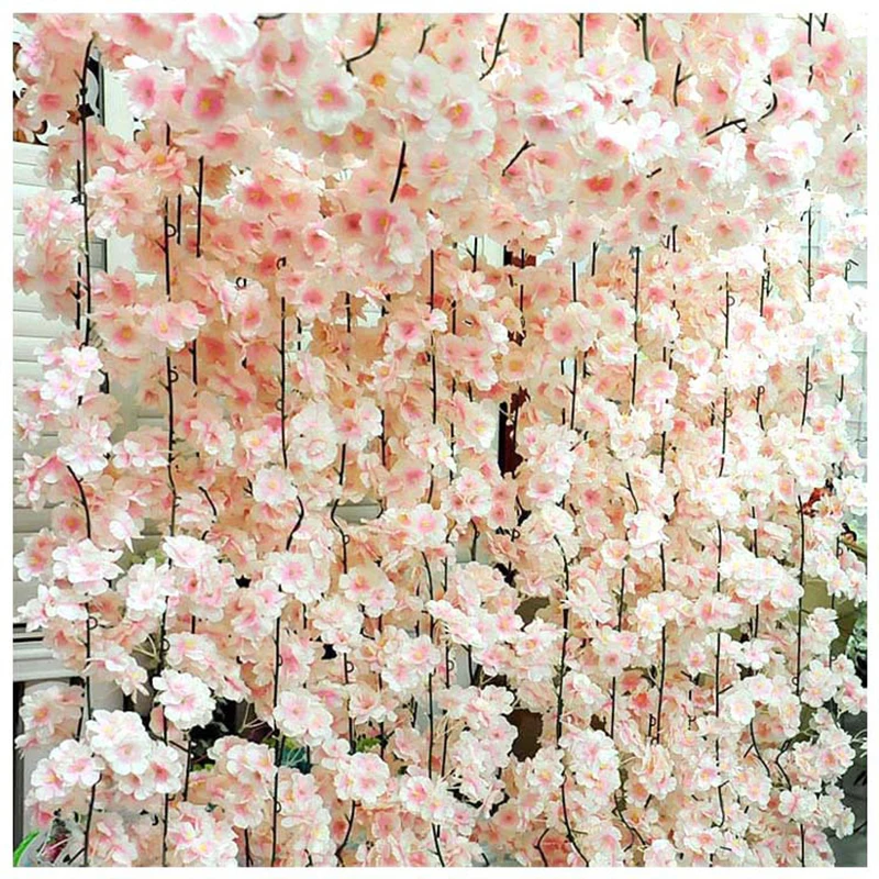 1,8 m Imitatsioon Lilled Kirsi Õied Viinapuude ripplaed Kodust Väljas Pulm Kaared Pärjad Teenetemärgi Silk Võltsitud Lilled
