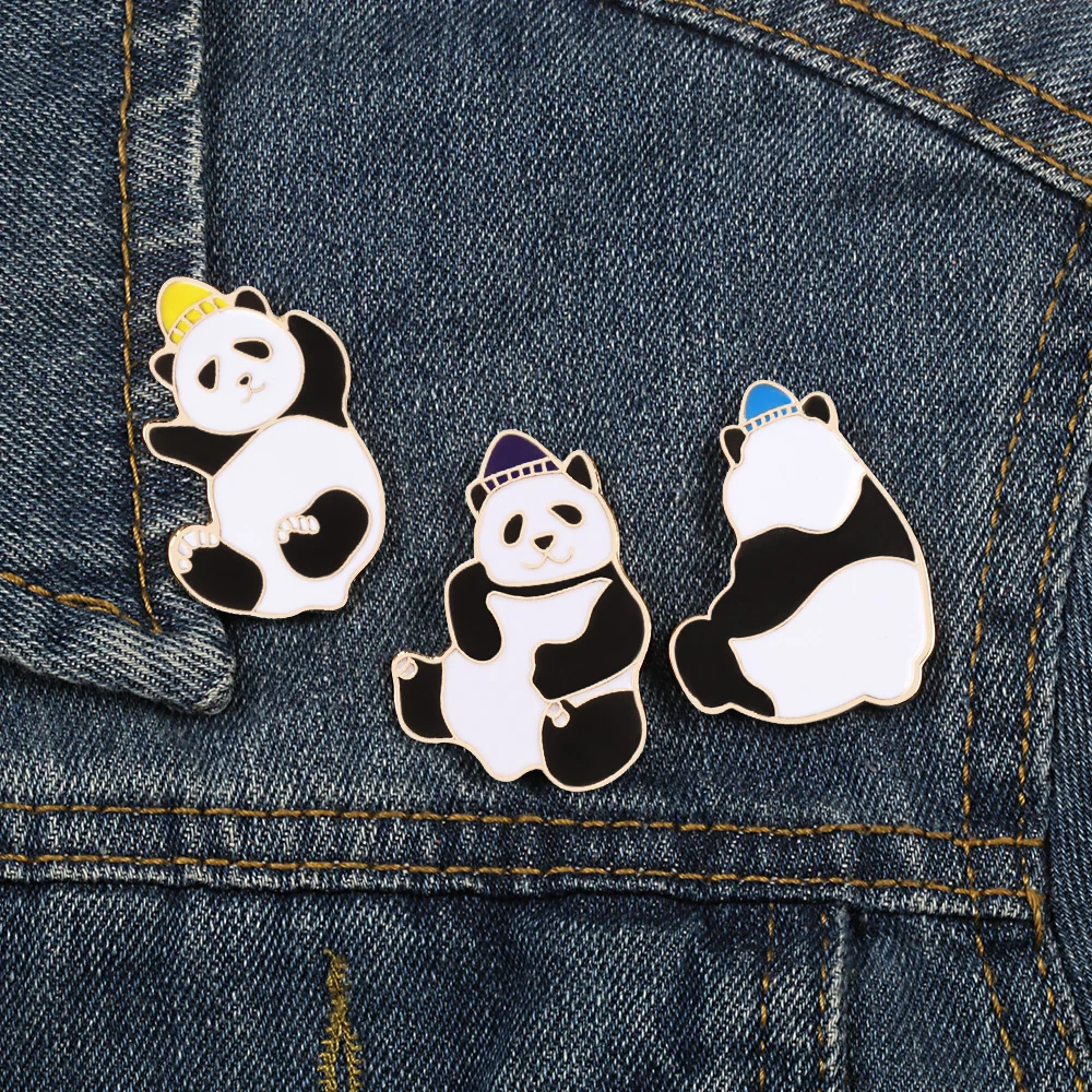 Cartoon Panda Pool, Nõelad Emailiga Loomade Prossid, Lapsed, Naised Rasva Panda Märgid Riided teksariidest Kott Rinnamikrofon Pin kawaii Ehted Kingitus 0