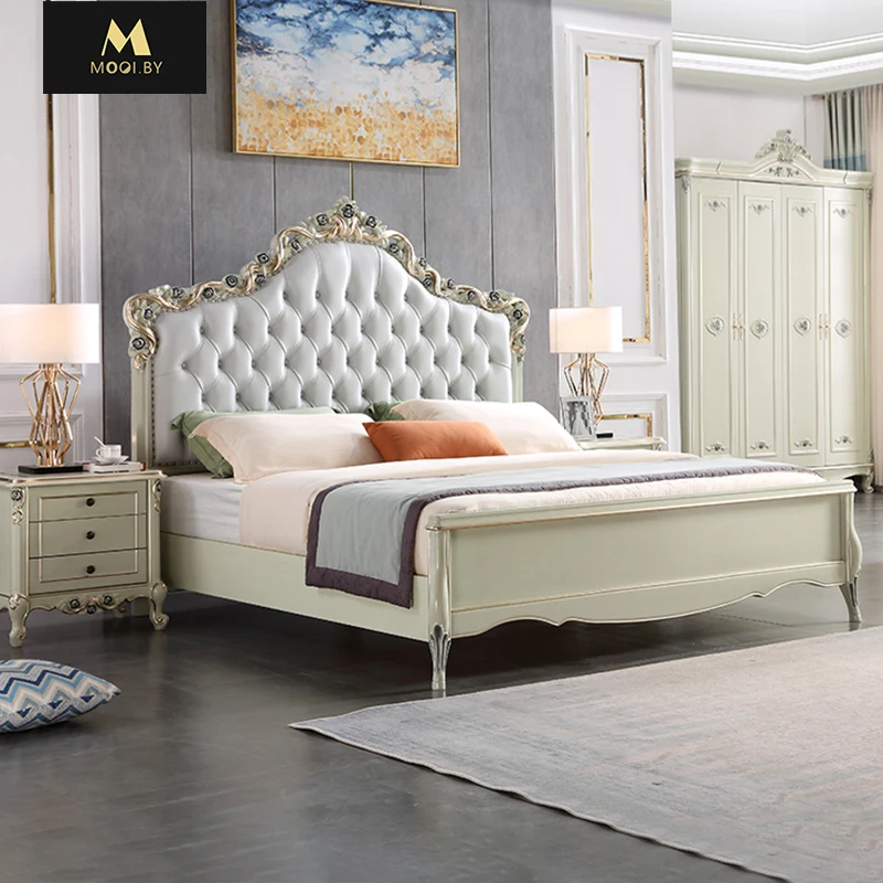 American light luksus täispuidust bedMaster magamistuba king bedEuropean nahk pehme kott, voodi voodi 1,8 m