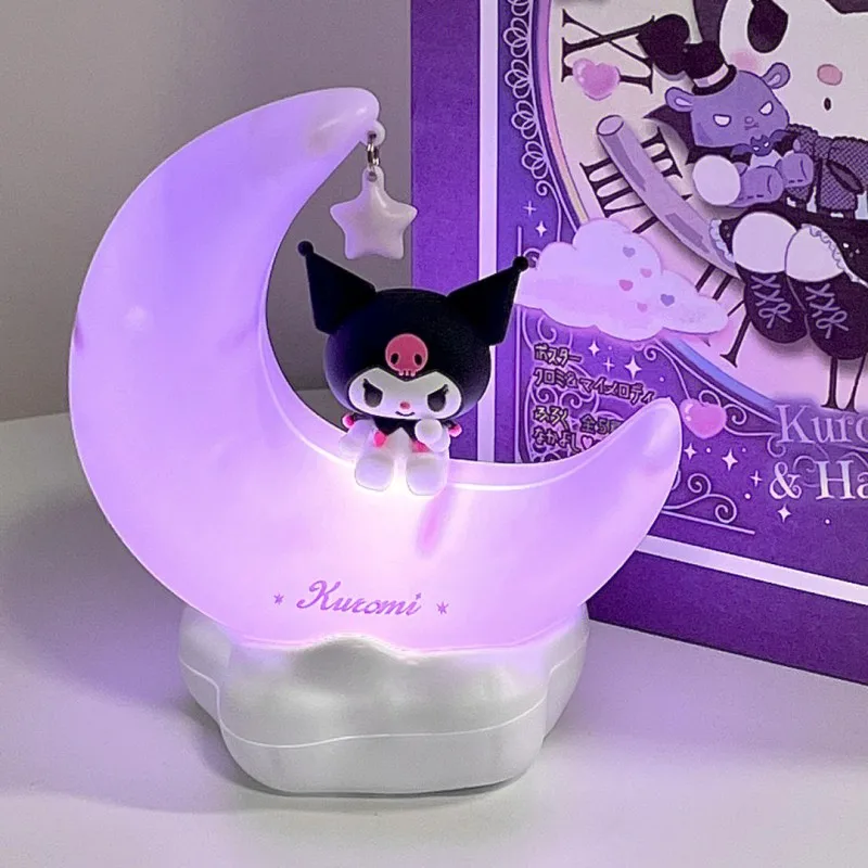 Sanrio Moon LED Valgus Anime Kuromi Cinnamonroll Kawaii Tarvikud Ornament Ilu Magamistuba Öö Valguses Öö Lambi Teenetemärgi