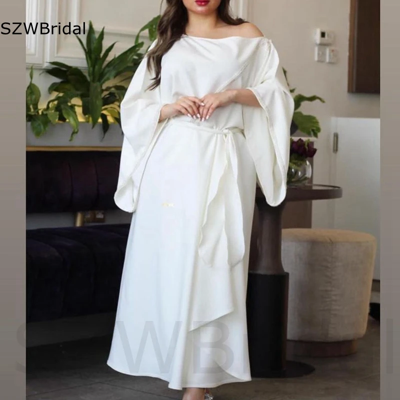Uute tulijate valge Pikad varrukad õhtukleidid naistele 2023 Spandex Dubai Õhtul hommikumantlid abendkleider Vestido de fiesta de boda