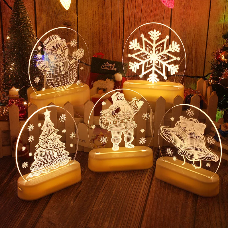 Jõuluehe LED Valgus Home Decor Tarvikud 3D Light Lamp Jõulud Puhkus Kingitused String Tuled Santa Claus Kaunistused 1