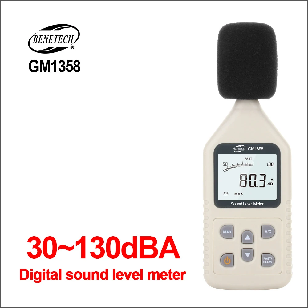 BENETECH Digital Sound Level Meter Müra Audio db Sonometros Tester GM1358 Mõõtmine Vahemikus 30-130dB Digitaalse Heli Tabel