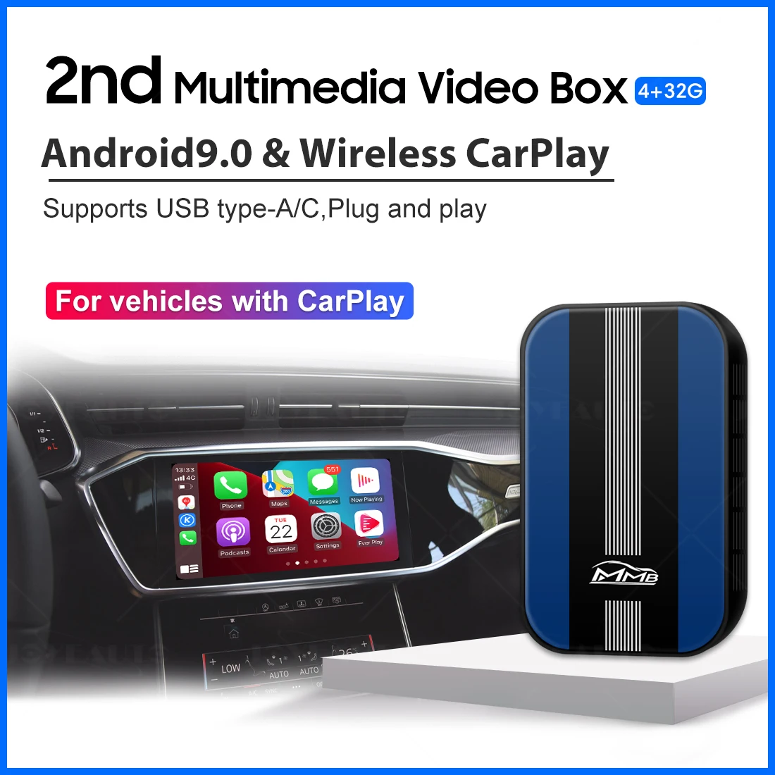 MMB 4+32G Ai Carplay Kast Peugeot 308 408 508L 2008 4008 Smart Video Mängija Android 9.0 Peegeldamine Navigatsiooni Auto Tarvikud