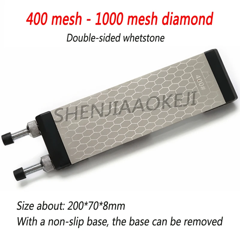 Veskikivi lõikamine turvavöö Topelt-ühepoolne whetstone Diamond 400 võre / 1000 võre teritaja Eemaldatav baasi abrasiivseid blokeerida 1tk