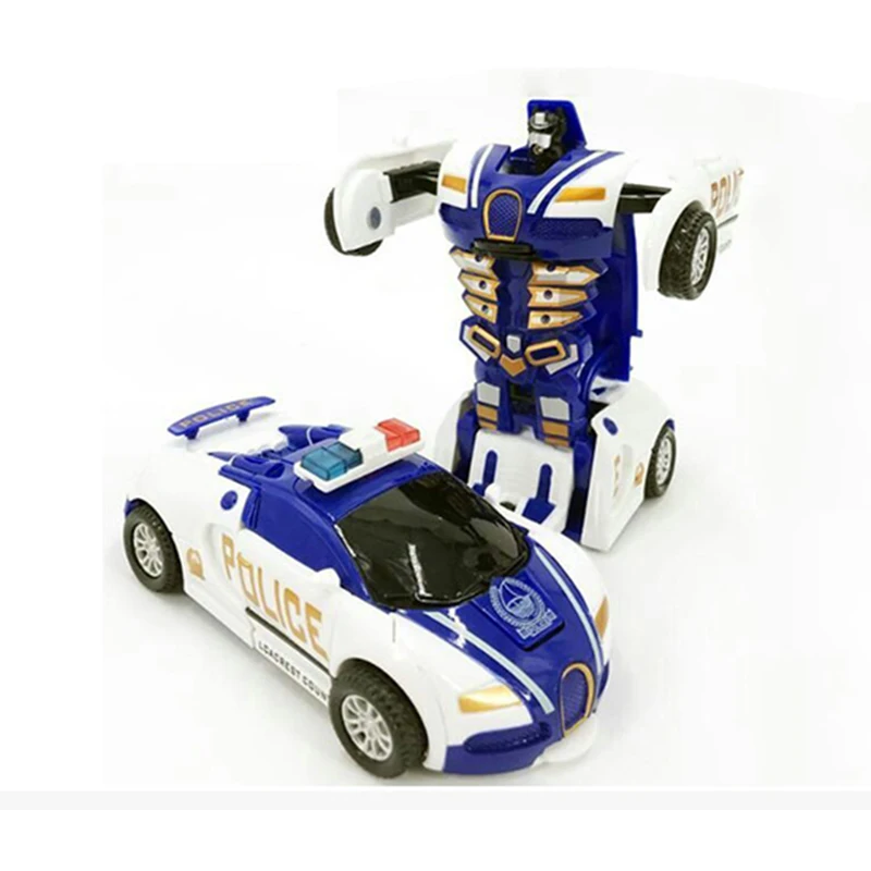 2 In 1 Mini Teisendatav Mänguasi sportauto Poisid Kokkupõrke Ümberkujundamise Robot Mudeli Lapsed Inerts ABS Politsei Auto, Lapsed Kingitus