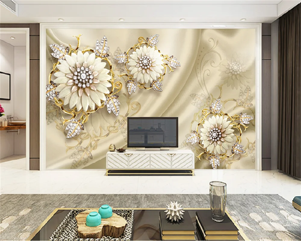 wellyu Kohandatud taustpildi 3d-Euroopa stiilis palee stiilis golden ehted lill luksus elutuba, magamistuba TV taust seina seinamaaling
