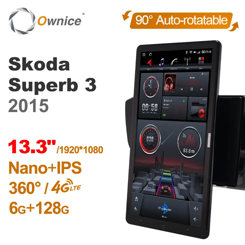 1920*1080 Nano Ownice Android 10.0 eest Skoda Superb 3 2015 autoraadio Video, Audio juhtseade 13.3