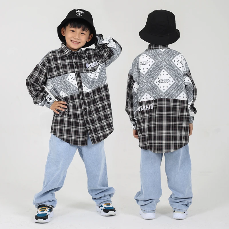 Hip-Hop Tantsu Kostüüm Lapsed korea Riided Rave Riided Fashion Kandma Pikk Varrukas Street Dancewear Tulemuslikkuse Kostüüm DL7287
