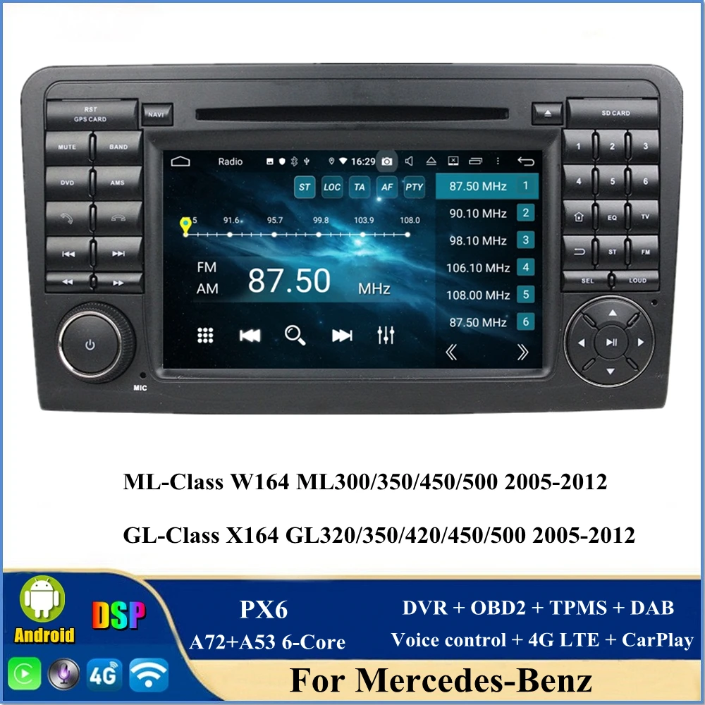 CarPlay & Android Auto PX6 Android 12 Auto-DVD Mängija Mercedes Benz M-Klassi W164 GL-Klassi X164 ML GL DSP raadionavigatsioon 0