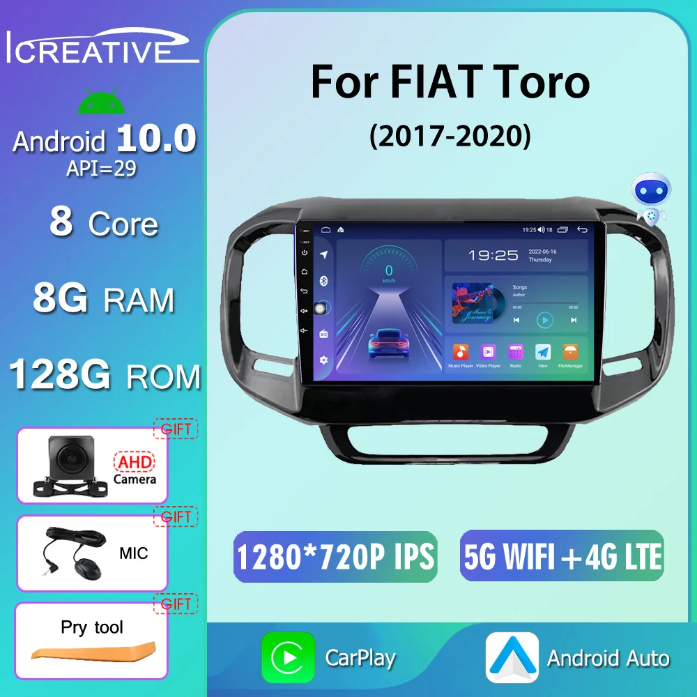 Icreative 8G 128G Auto Raadio FIAT Toro 2017 - 2020 Android 10.0 Stereo Multimeedia GPS Navi DSP Carplay Auto Raadio juhtseade