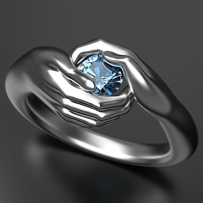 Mood Paari Armastus Kallistada Sinine Ring Crystal Naiste Ring Tsirkooniumoksiid Ring Pulm Bänd Engagement Pulmakleidid Ehted Aastapäeva Kingitused