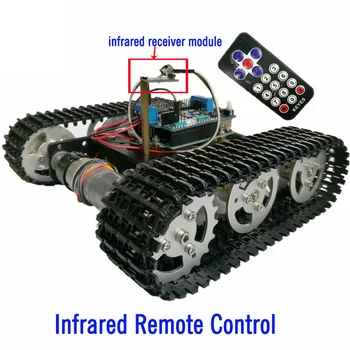 IR Kontrolli Roomikutega Tank Šassii R3 Pardal+Mootorsõiduki juhtimise Kilp, Juhatuse Telefoni teel DIY Arduino Robot Projekt