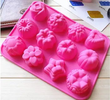 1TK 12 Grid DIY Köök Lilled Fondant Silikoon Hallituse Kook Šokolaadi Vormi Seep 3D Kook Hallituse Candy Kaunistus Vahendid koogivormi