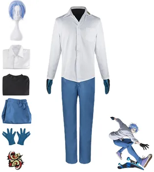 Anime Lumi Sk Kaheksa Cosplay Kostüüm Valge Särk Must Vooder Kinnas Pääsme Sinine Parukas Püksid Mees, Naine, Täiskasvanud Halloween Pool Ülikond