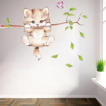 armas kass liblikas puu haru seina kleebised lastele toad kodu kaunistamiseks multikas loomade seina kleebised diy plakatid, pvc pannoo kunst