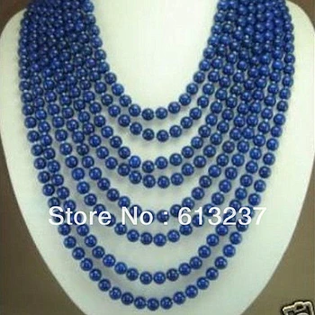 Fashion style 8 rida 6 mm, sinine lapis lazuli charms 'idega teha ehted kaelakee 17-24