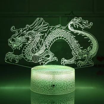 Dragon 3D Illusioon Lamp Lapsed Õhtul Tuled Koju, Tuba Decor Hai, Delfiin merikilpkonn Kingitused Remote Touch 3D-Öine Valgus
