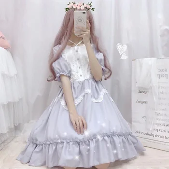 Lolita OP Kleit Flouncing Pits Sisekujundus Jaapani Harajuku Pikkade Varrukatega Mannekeeni Kleit Haldjas Vestidos