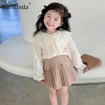 RiniKinda 2023 Kevadel Tüdruku Komplekt Baby Girl korea Fashion Pits Rinnamikrofon Särk+Plisseeritud Seelik kaheosalised Komplektid Laps teise lapse Riietus