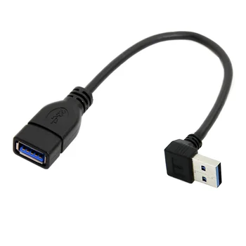 Cablecc USB 3.0 Type-A Male Paremale Vasakule Üles Alla Nurk 90 Kraadi ja USB 3.0 Type-A Female Extension Cable 20cm 5Gbps