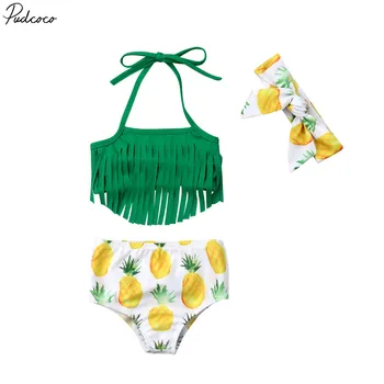 Suvel Vastsündinud Beebi Tüdrukute Supelkostüümid Tutid Tops Ananassi Aluspüksid Ujumistrikoo Trikoo Beachwear 0-24 Kuud