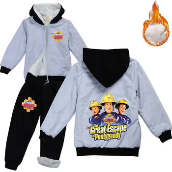 Laste Multikas Fireman Sam Riided Kids Fliis Kapuutsiga Lukuga Jakk, Püksid 2tk Sätestatud Väikelapse Tüdrukud Varustus Poisid Boutique Outwear