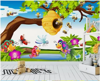Custom seinamaaling foto 3d ruumis tapeet Armas loom mesilaste ja liblikate laste tuba 3d seina murals tapeet seina 3 d