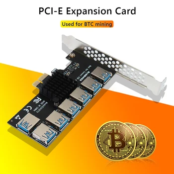 UUS ASM1187E PCIE 1 kuni 7 USB3.0 Ärkaja Kaart Toetab PCI Express X16 Kordaja Adapter BTC Kaevandaja Kaevandamine Lisada Kaart 7-Port