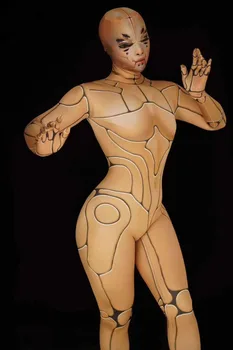 Tehnoloogia dj laulja tantsu kostüüm Kaasaegne Robot tüdruk sõber bodysuit nake etapp tantsu show kombekas