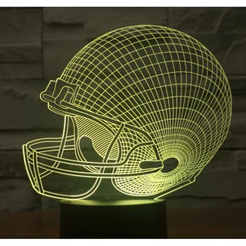 3D LED Night Light Ragbi müts 7 Värvi Valguse Kodu Kaunistamiseks Lamp Hämmastav Visualiseerimine Optiline Illusioon Vinge