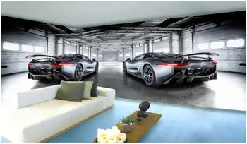 custom seinamaaling 3d foto tapeet Tööstus-style hõbe hall superauto neid taust home decor tapeet, seinad 3d-elutuba