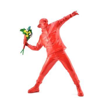 Punane Värv Saabuma Banksy Lill Pommitaja Vaik Figuriin Inglismaa Street Art Skulptuur Kuju Pommitaja Polystone Joonis Laekuva Kunst