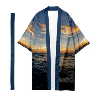 Meeste Jaapani traditsiooniline etnilise pikk kimono jakk Naiste kimono Havai muster kimono särk Yukata jope 4