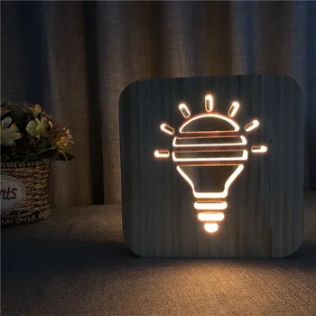 LED Puidust Hele Lamp Edison pirnid Kuju USB Tegutsenud Meeleolu Lamp 3D Luminaria Beebi Lamp Sünnipäeva Kingitused Lastele Magamistuba Teenetemärgi