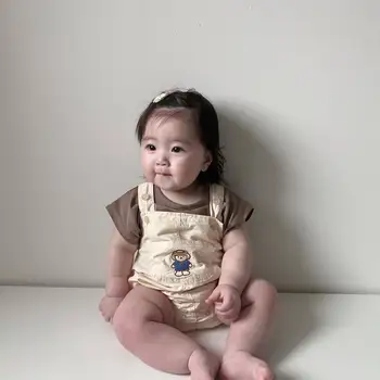 Korea Laste Riided Suvel Poisid ja Tüdrukud Suspender Kombekas Baby ja Imiku Varrukateta Onesie T-särk Sobiks