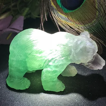Looduslik fluoriidimaardlat käsitsi nikerdatud jääkaru, käsitöö, kodu kaunistamine